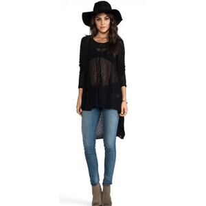 EUC Free People Bohemian Magic See Through Top Black Sz Small READ